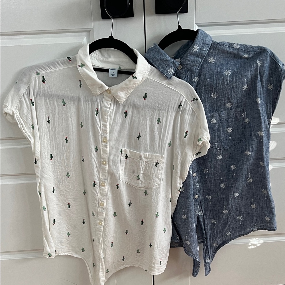 2x Old Navy Tie Front Button Down Shirt